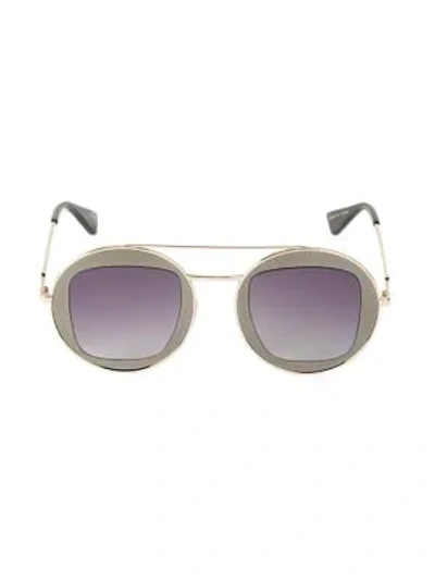 Shop Gucci 47mm Round Sunglasses In Grey