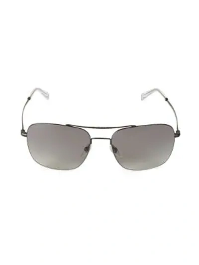 Shop Gucci 58mm Rectangular Gradient Sunglasses In Grey