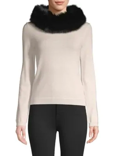 Shop Saks Fifth Avenue Fox Fur Collar Scarf In Black