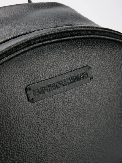 Shop Emporio Armani Logo Leather Backpack In Black