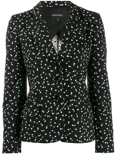 Shop Emporio Armani Dotted Cotton Blazer In Black