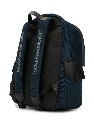 Shop Emporio Armani Logo Backpack In Blue