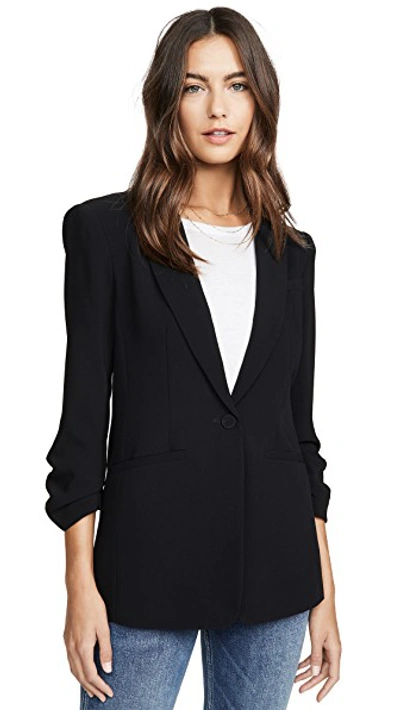 Cinq À Sept Cheyenne Ruffle-cuff Blazer Jacket In Black