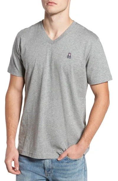 Shop Psycho Bunny V-neck T-shirt In Heather Grey