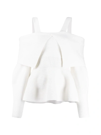 Shop Antonino Valenti Cold-shoulder Peplum Top In White