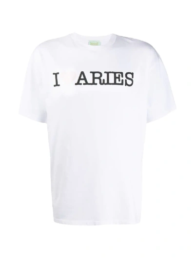 Shop Aries Branded T-shirt In White
