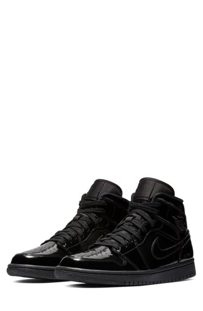 Shop Jordan 1 Mid Sneaker In Black/ Black/ Black