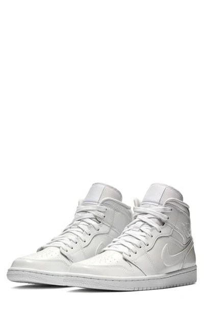 Shop Jordan Nike Air  1 Mid Sneaker In White/ White/ White