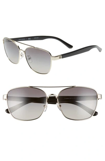 Shop Tory Burch 57mm Gradient Navigator Sunglasses In Gold/ Black/ Grey Gradient