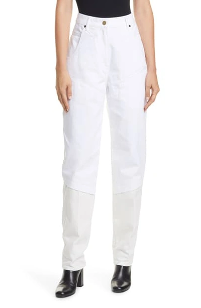 Shop Jacquemus High Waist Jeans In White/ Beige