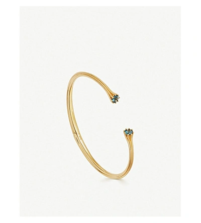 Shop Astley Clarke Linia 18ct Yellow Gold-plated London Blue Topaz Open Bangle