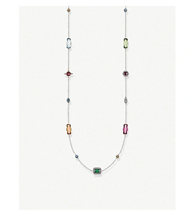 Shop Thomas Sabo Multi-stone Sterling Silver Station Necklace In Multicoloured