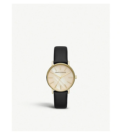 Shop Armani Exchange Ax5561 Lola Gold-plated And Leather Watch In Cream