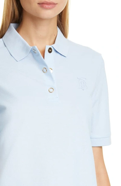 Shop Burberry Malleco Logo Pique Polo In Pale Blue