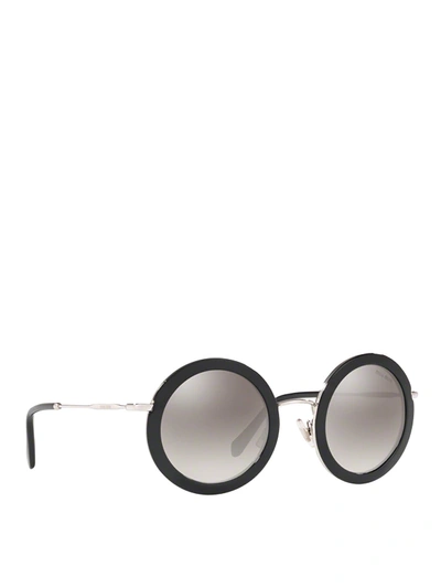 Shop Miu Miu Delice Round Acetate Sunglasses In Black