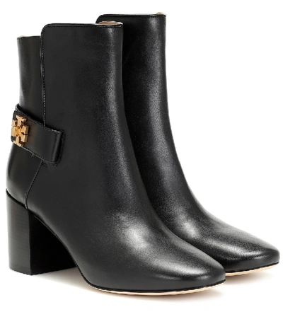 Shop Tory Burch Kira Leather Ankle Boots In Black