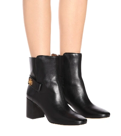 Shop Tory Burch Kira Leather Ankle Boots In Black