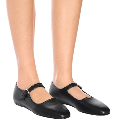 Shop The Row Ava Leather Ballet Flats In Black