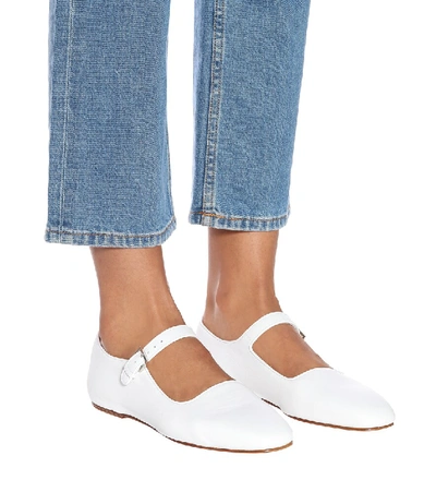 The Row Ava Square-toe Leather Mary-jane Flats In White | ModeSens