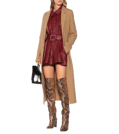 Shop Paris Texas Snake-effect Over-the-knee Boots In Brown