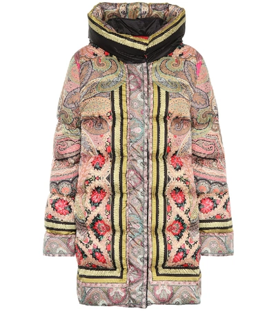 Shop Etro Printed Down Puffer Coat In Multicoloured