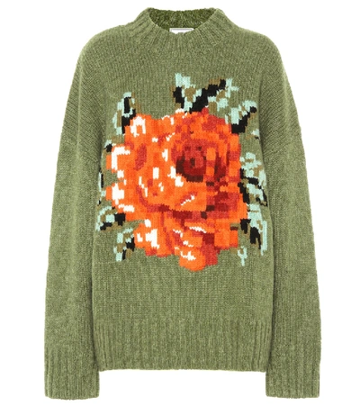 Shop Ami Alexandre Mattiussi Rose Wool Sweater In Green