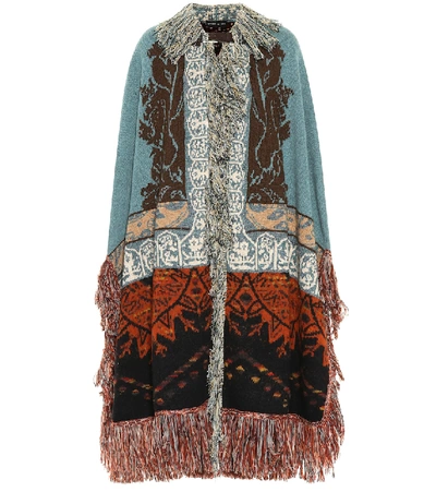 Shop Etro Wool-blend Cape In Multicoloured