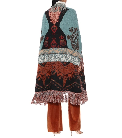 Shop Etro Wool-blend Cape In Multicoloured