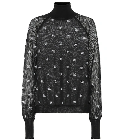 Shop Fendi Wool, Silk And Cashmere Sweater In Black
