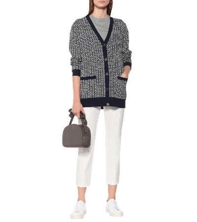 Shop Tory Burch Jacquard Cardigan In Blue