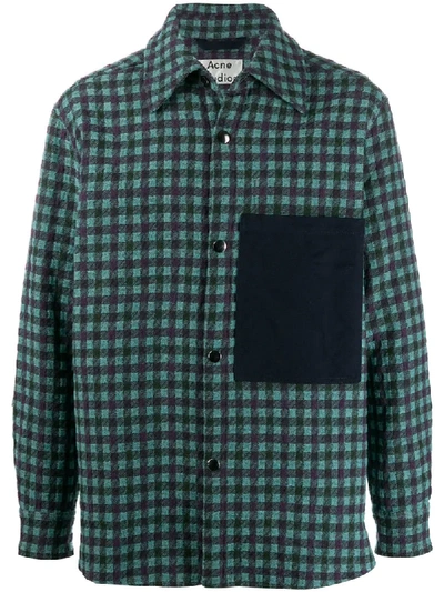 Shop Acne Studios Relaxed Fit Checked Overshirt In Green