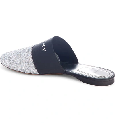 Shop Givenchy Bedford Logo Mule In Silver Glitter