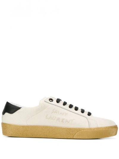 Shop Saint Laurent Leather Sneakers In White