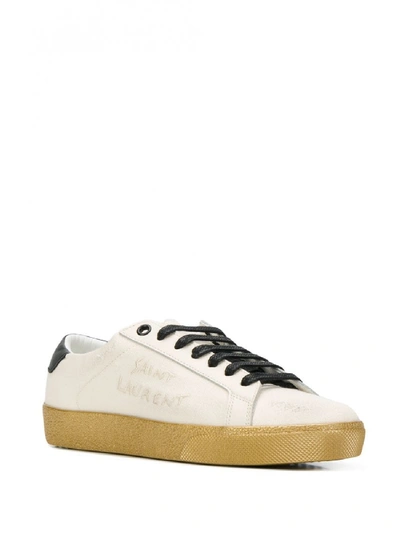 Shop Saint Laurent Leather Sneakers In White