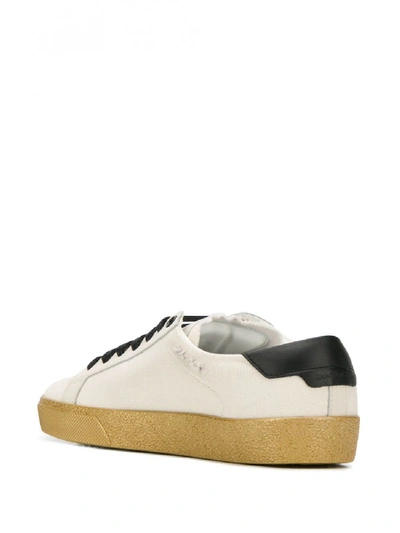 Shop Saint Laurent Leather Sneakers In White