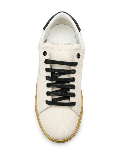 Shop Saint Laurent Leather Sneakers In White