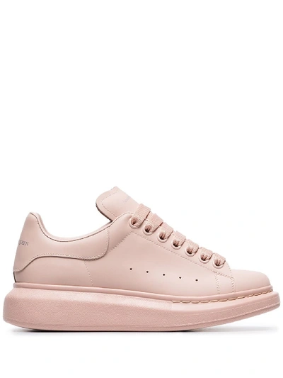 Shop Alexander Mcqueen Leather Sneakers Oversized In Pink