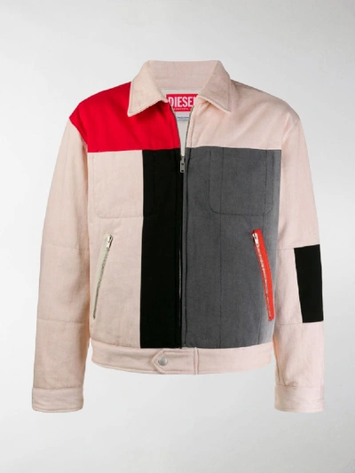 Shop Diesel Red Tag Denim Colour-block Jacket In Neutrals