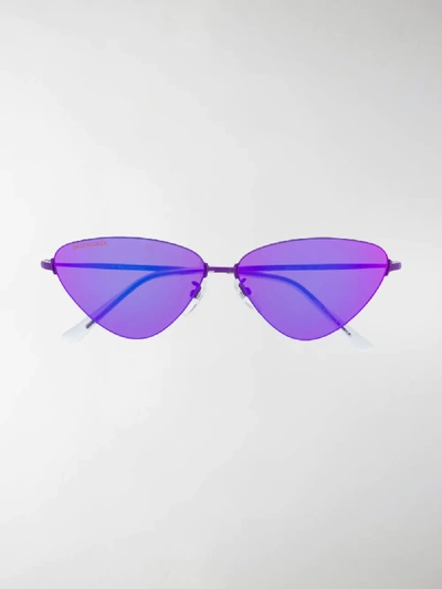 Shop Balenciaga Angular Sunglasses In Purple