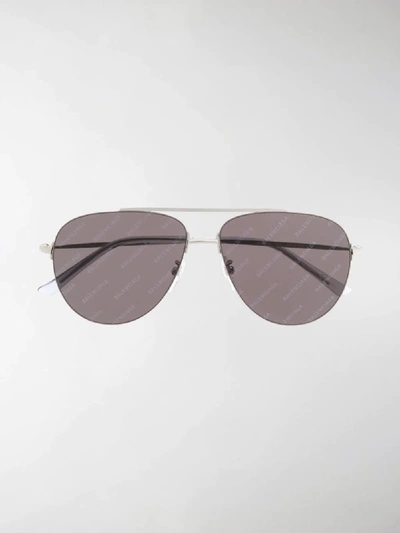 Shop Balenciaga Logo Aviator Sunglasses In Black