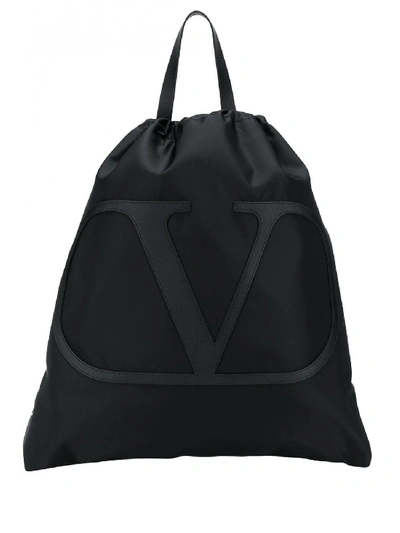 Shop Valentino Logo Print Backpack In Black