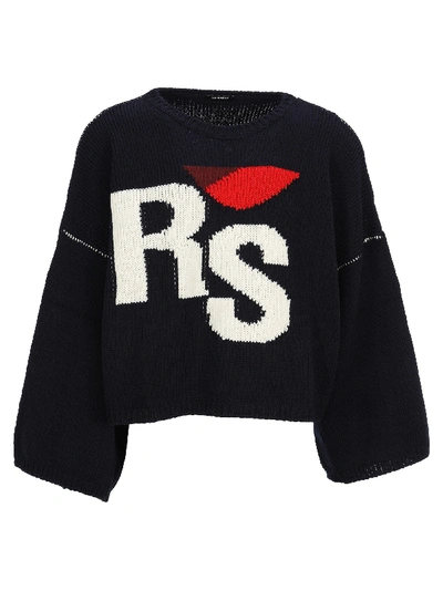 Shop Raf Simons Cropped Sweater In Darknavy