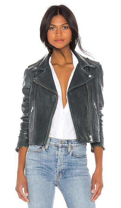 Shop Lamarque Donna Leather Jacket In Gray. In Graphite Alloy