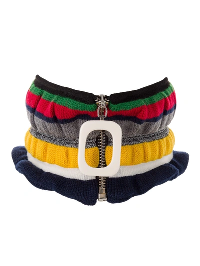 Shop Jw Anderson Zipped Ruched Neckband In Multicolor