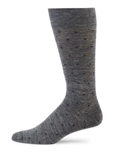 Shop Saks Fifth Avenue Collection Melange Dot Crew Socks In Grey