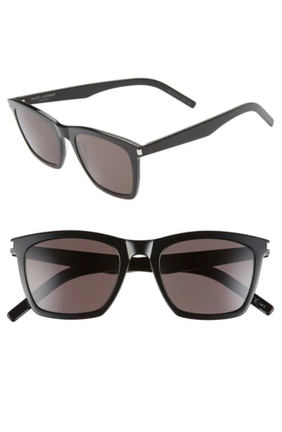 Shop Saint Laurent Slim 52mm Sunglasses In Shiny Black