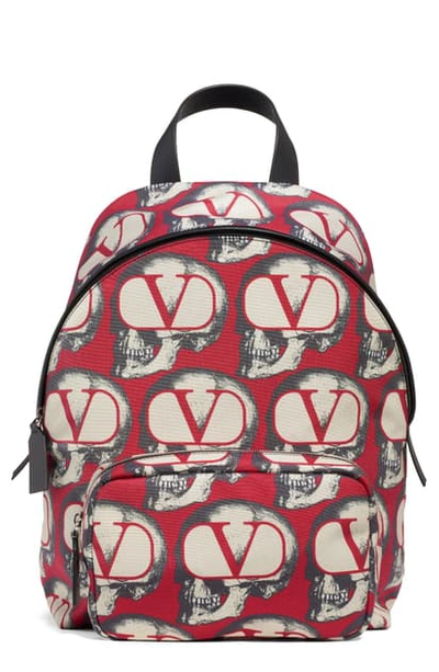 Shop Valentino Go Skull Backpack In Red