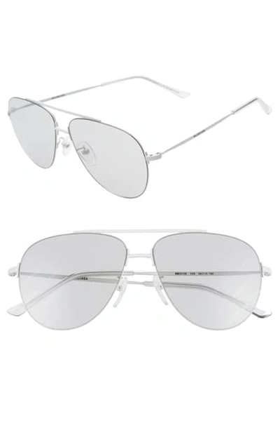 Shop Balenciaga 59mm Aviator Sunglasses - Shiny Solid White/ Grey