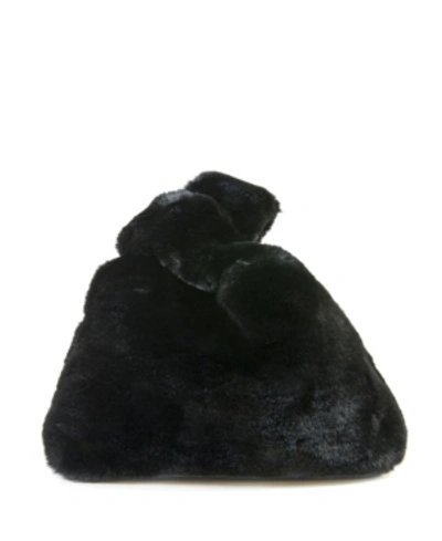 Shop Area Stars Faux Fur Bag With Double Top Handles In Black