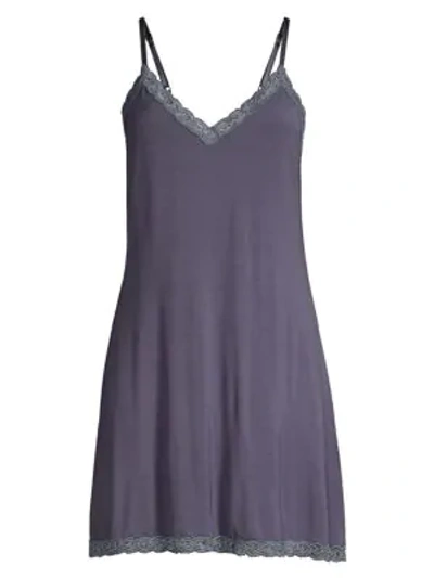 Shop Natori Women's Feather Essential Lace Trimmed Chemise In Dark Stone